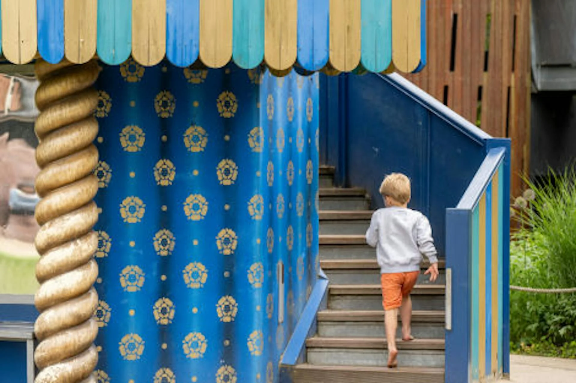 Bespoke painted metalwork in the Magic Garden at Hampton Court Palace
